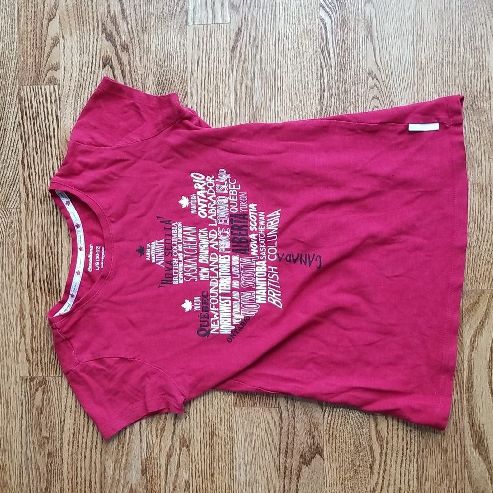 (10-12) Canadiana Kids Maple Leaf Canada Day T-Shirt 100% Cotton July 1st Unisex
